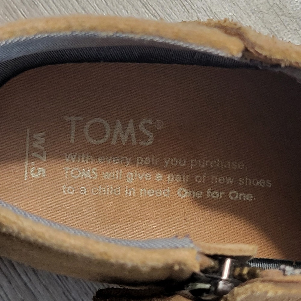 Toms Deia Tan Suede Ankle Booties Women 7.5 Low Block Heel Zip Up Tan Brown - Picture 11 of 12